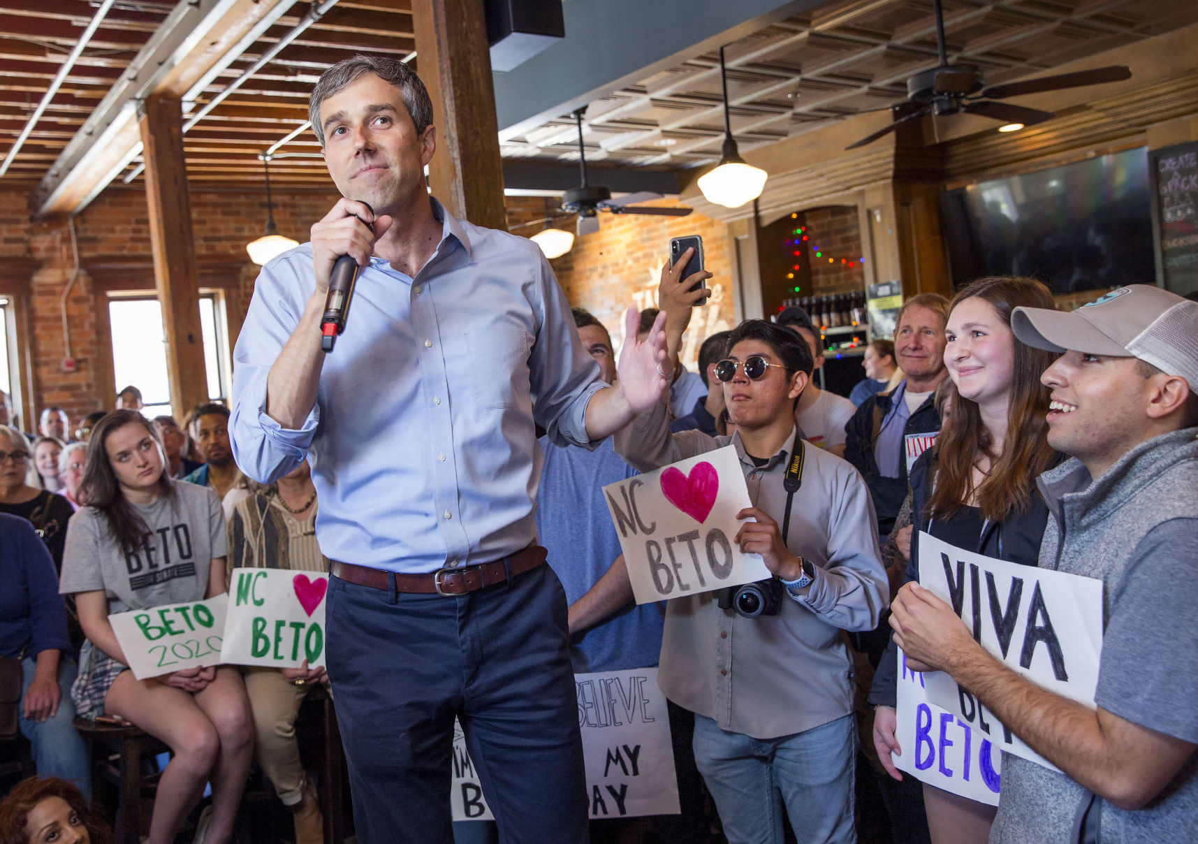 Beto O'Rourke campaigns in Greensboro